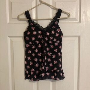 Vintage Floral Ruffled Lacy Padded Casual Top with Lacy Straps